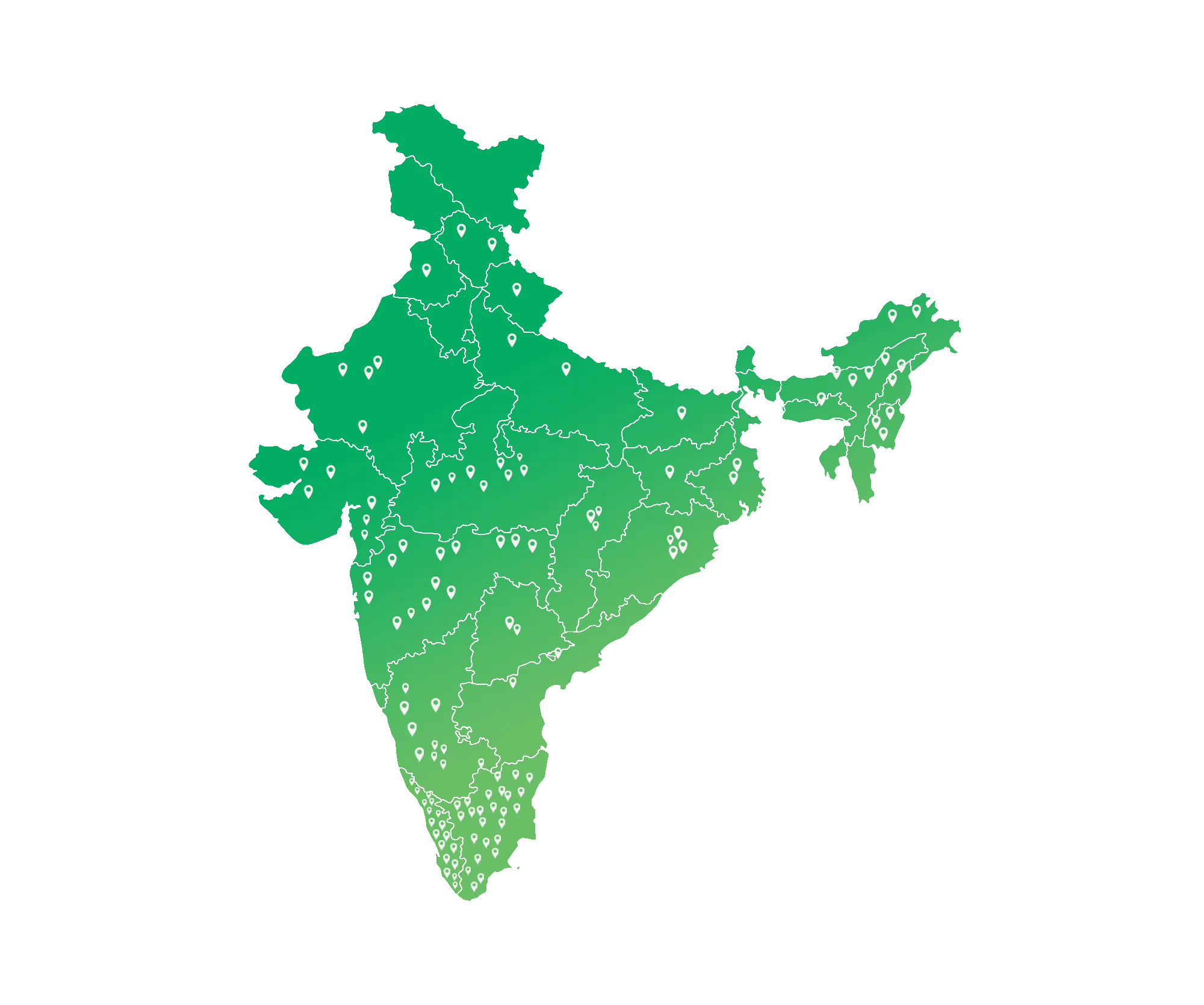 India map with Turfxie city presence